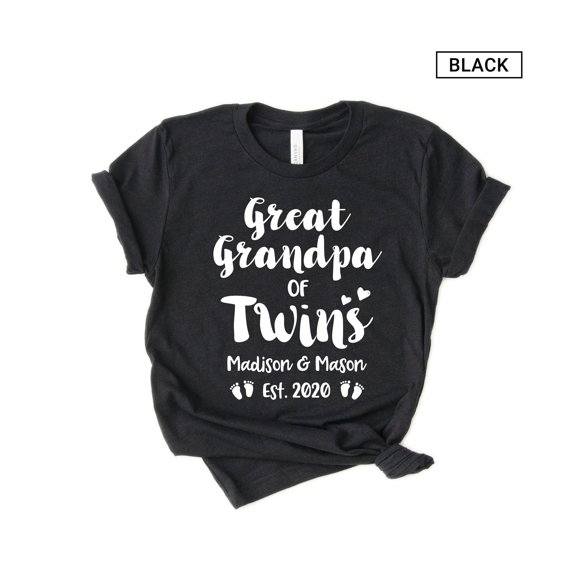 Personalized Great Grandpa of twins Shirt - Customized with names - Gift [Unisex Shirt]