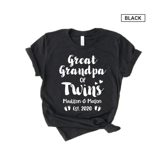 Personalized Great Grandpa of twins Shirt - Customized with names - Gift [Unisex Shirt]