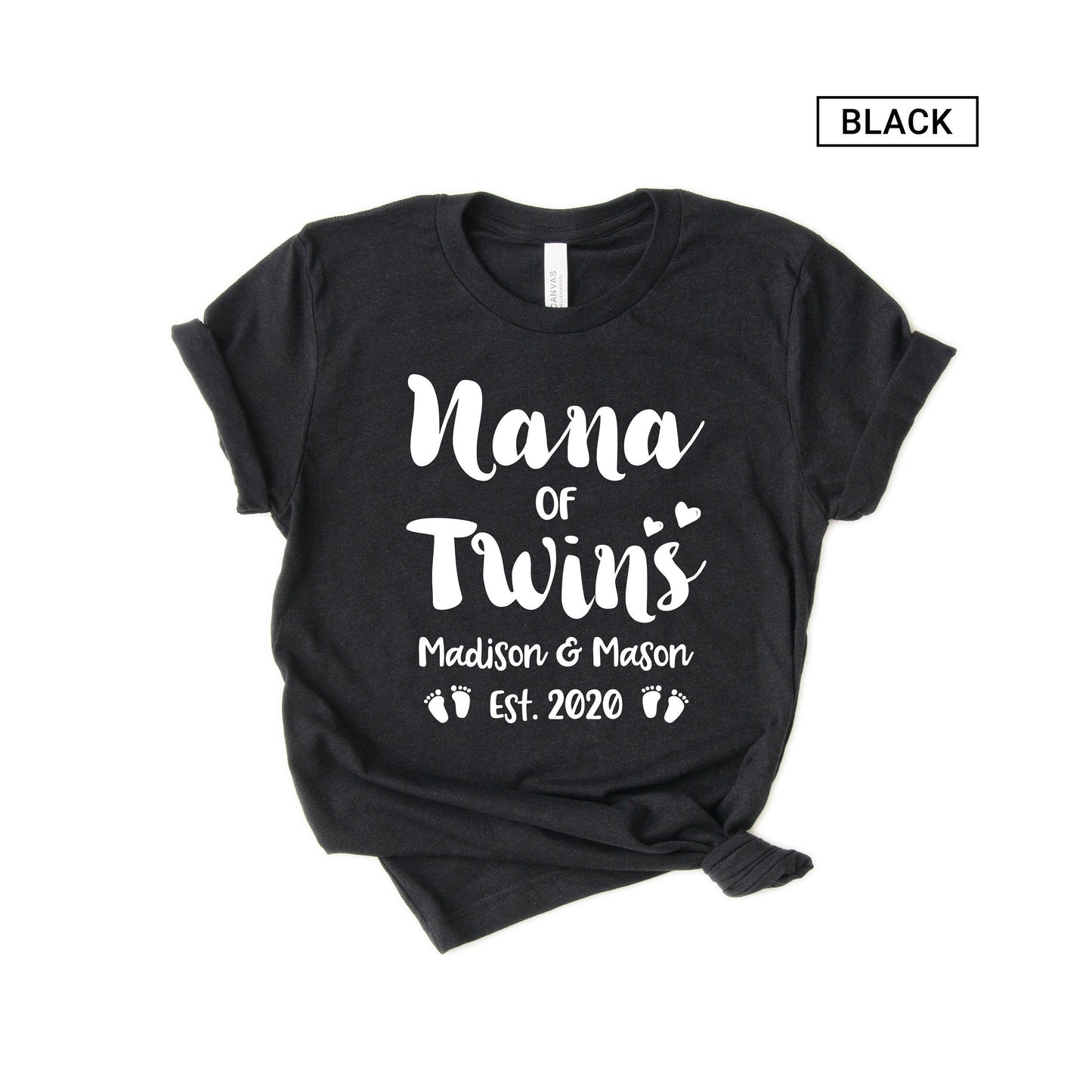 Personalized Nana of Twins Shirt - Customized with names - Gift [Unisex Shirt]