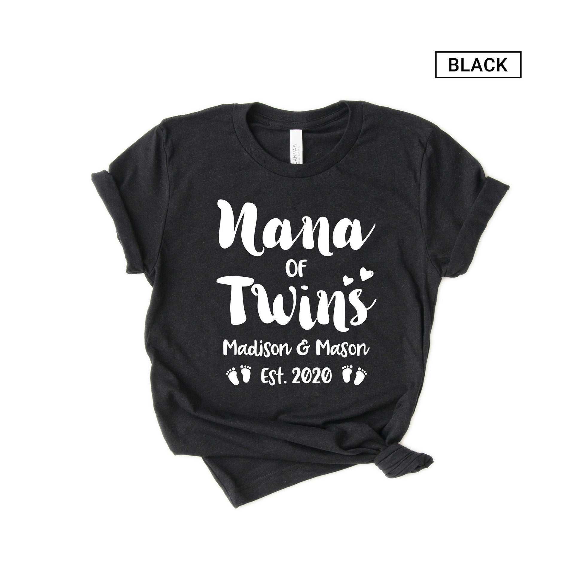 Personalized Nana of Twins Shirt - Customized with names - Gift [Unisex Shirt]