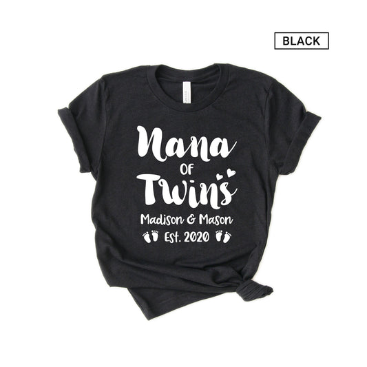 Personalized Nana of Twins Shirt - Customized with names - Gift [Unisex Shirt]