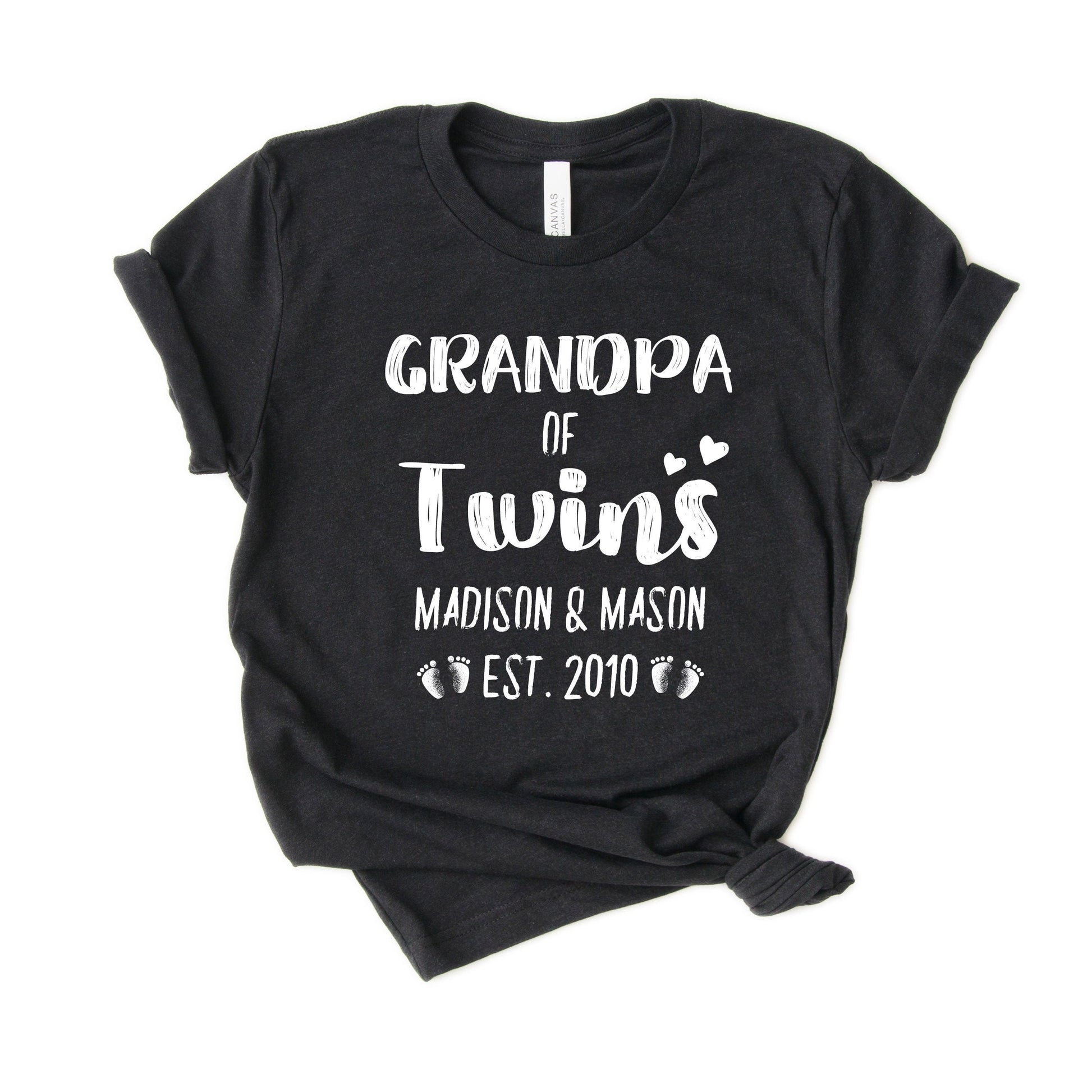 Unisex Personalized Grandpa of Twins Shirt - Custom Grandpa of Twins Shirt - Gift