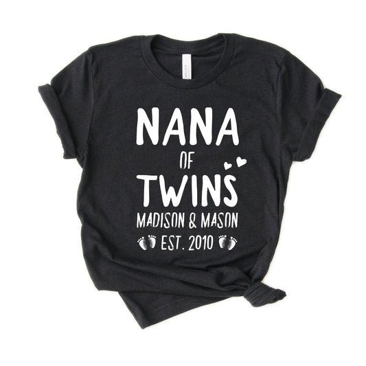 Custom Nana of Twins Shirt - Gift with grandkids' names [Unisex Shirt]