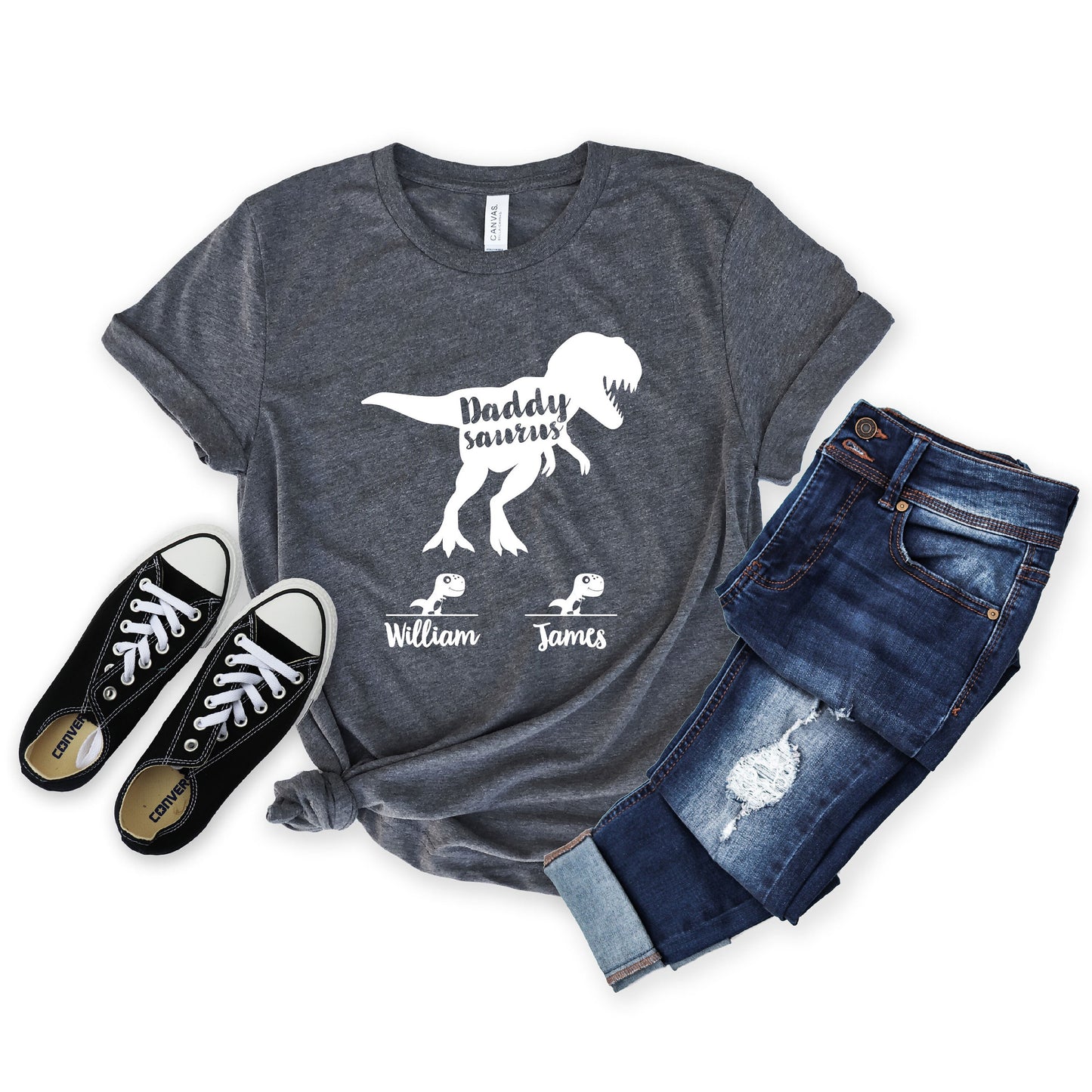 Personalized Daddysaurus Shirt - Daddy saurus with names [Unisex Shirt]