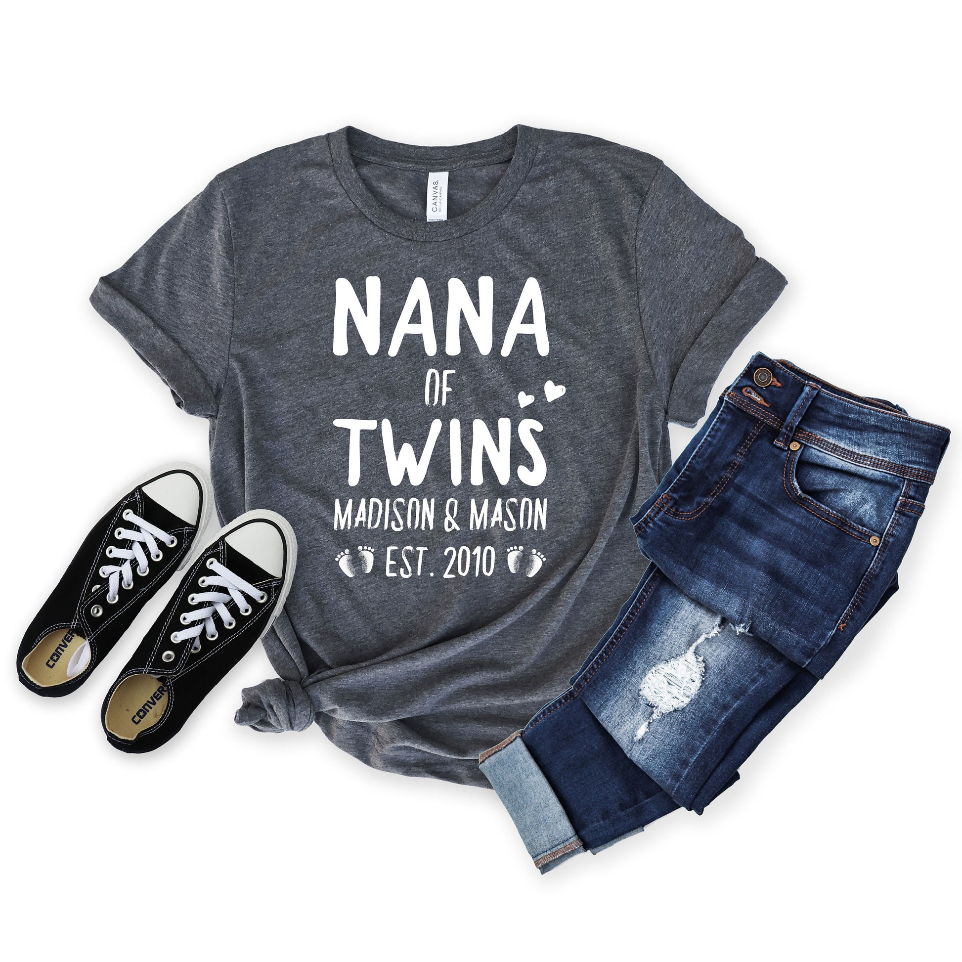 Custom Nana of Twins Shirt - Gift with grandkids' names [Unisex Shirt]