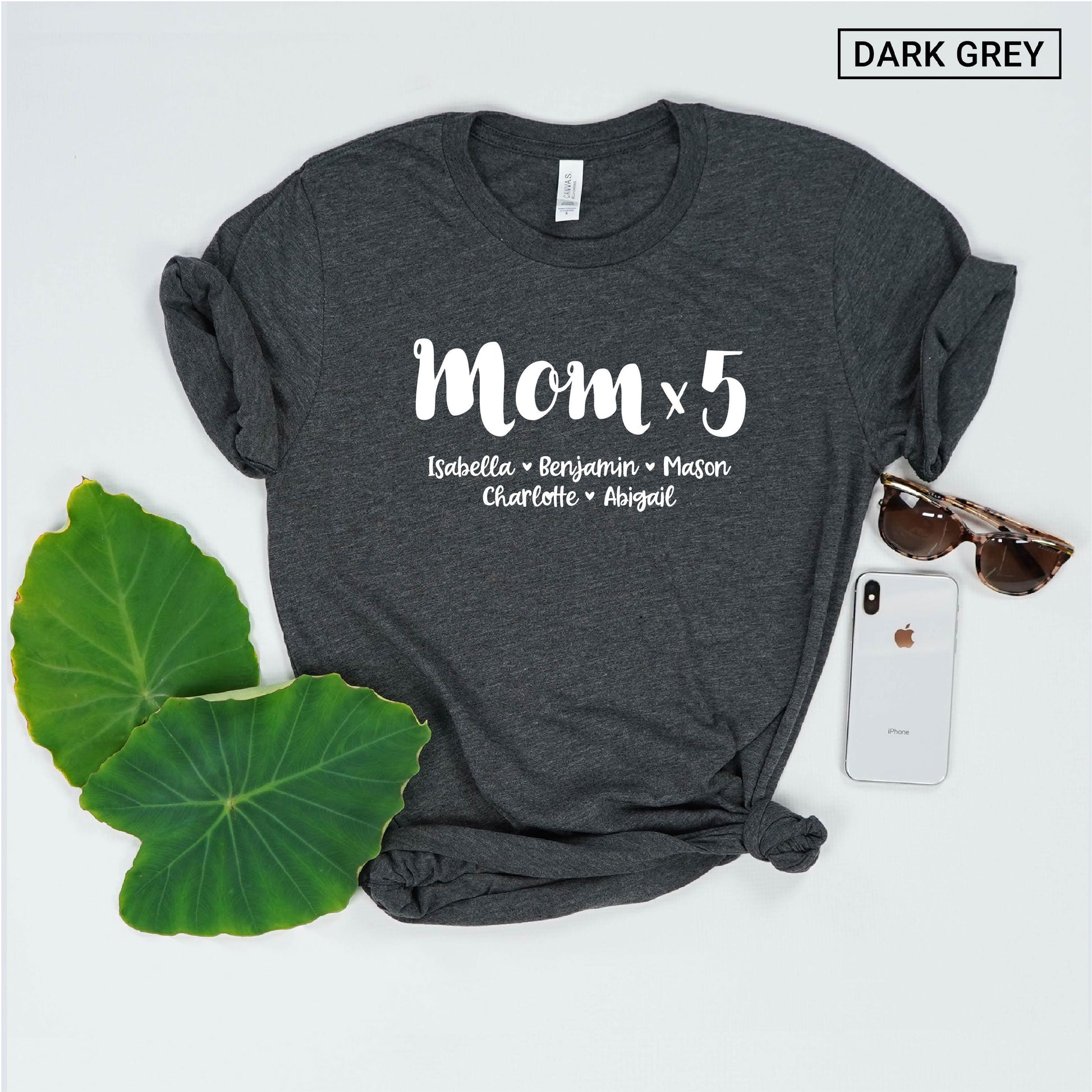 Personalized Mom of 5 Shirt - Mom x 5 - Customized with names - Gift [Unisex Shirt]