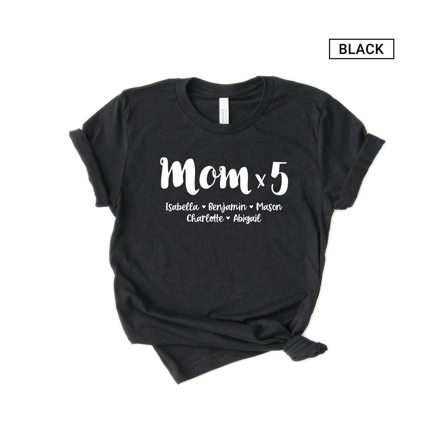 Personalized Mom of 5 Shirt - Mom x 5 - Customized with names - Gift [Unisex Shirt]