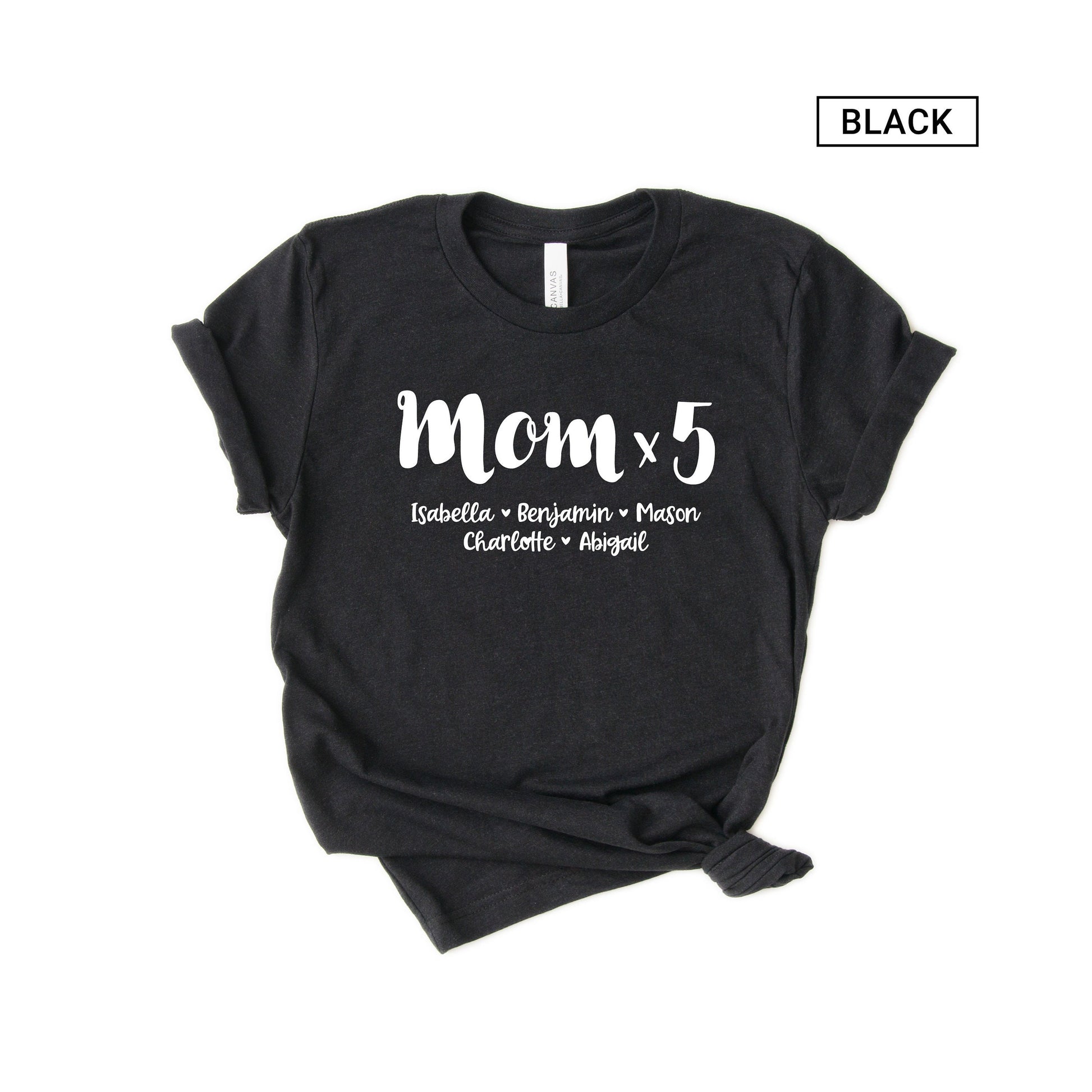 Personalized Mom of 5 Shirt - Mom x 5 - Customized with names - Gift [Unisex Shirt]