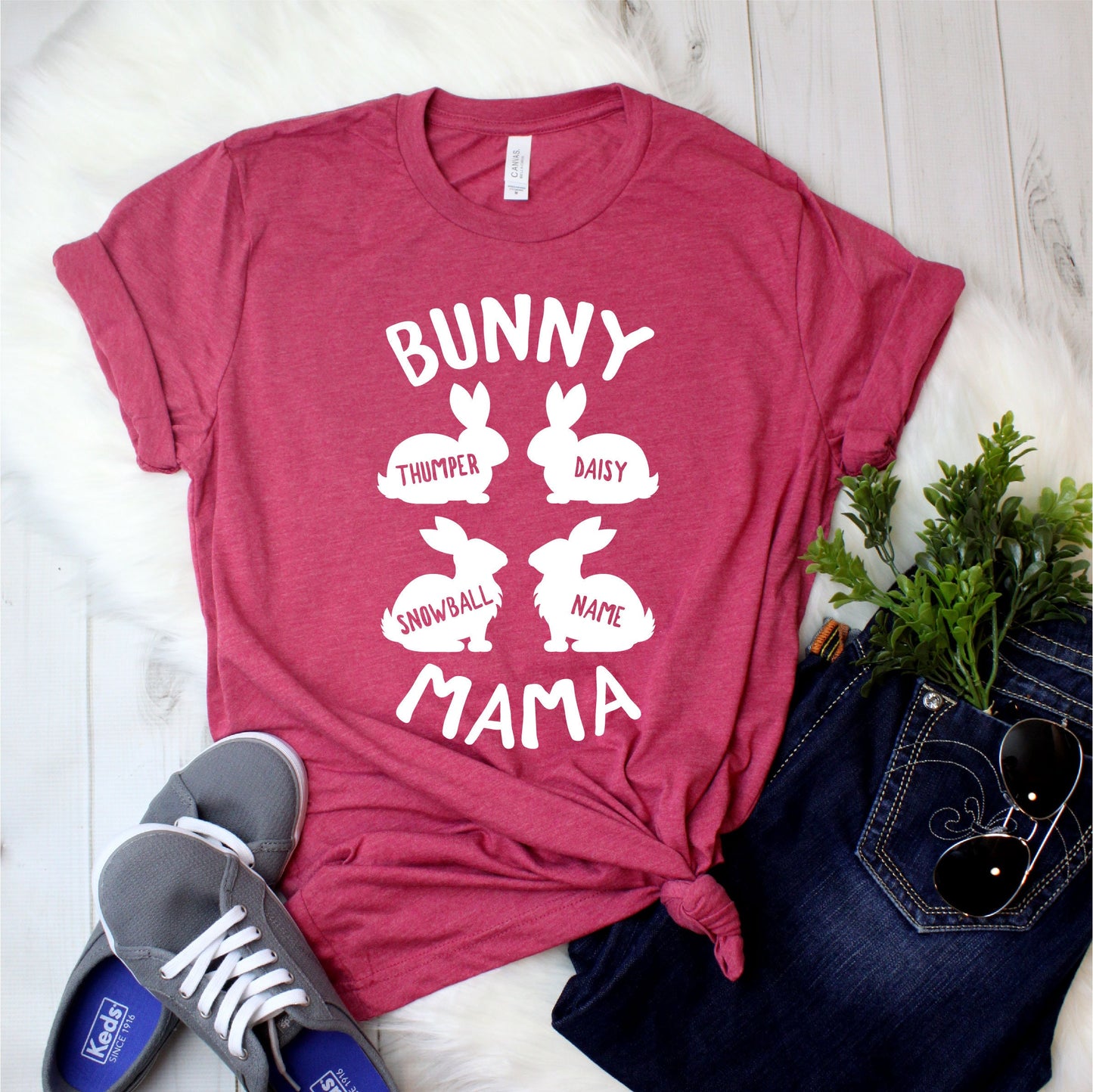 Personalized Bunny Mama Shirt - Rabbit Mama Shirt - Rabbit Mom Shirt - with pets' names - Gift [Unisex Shirt]