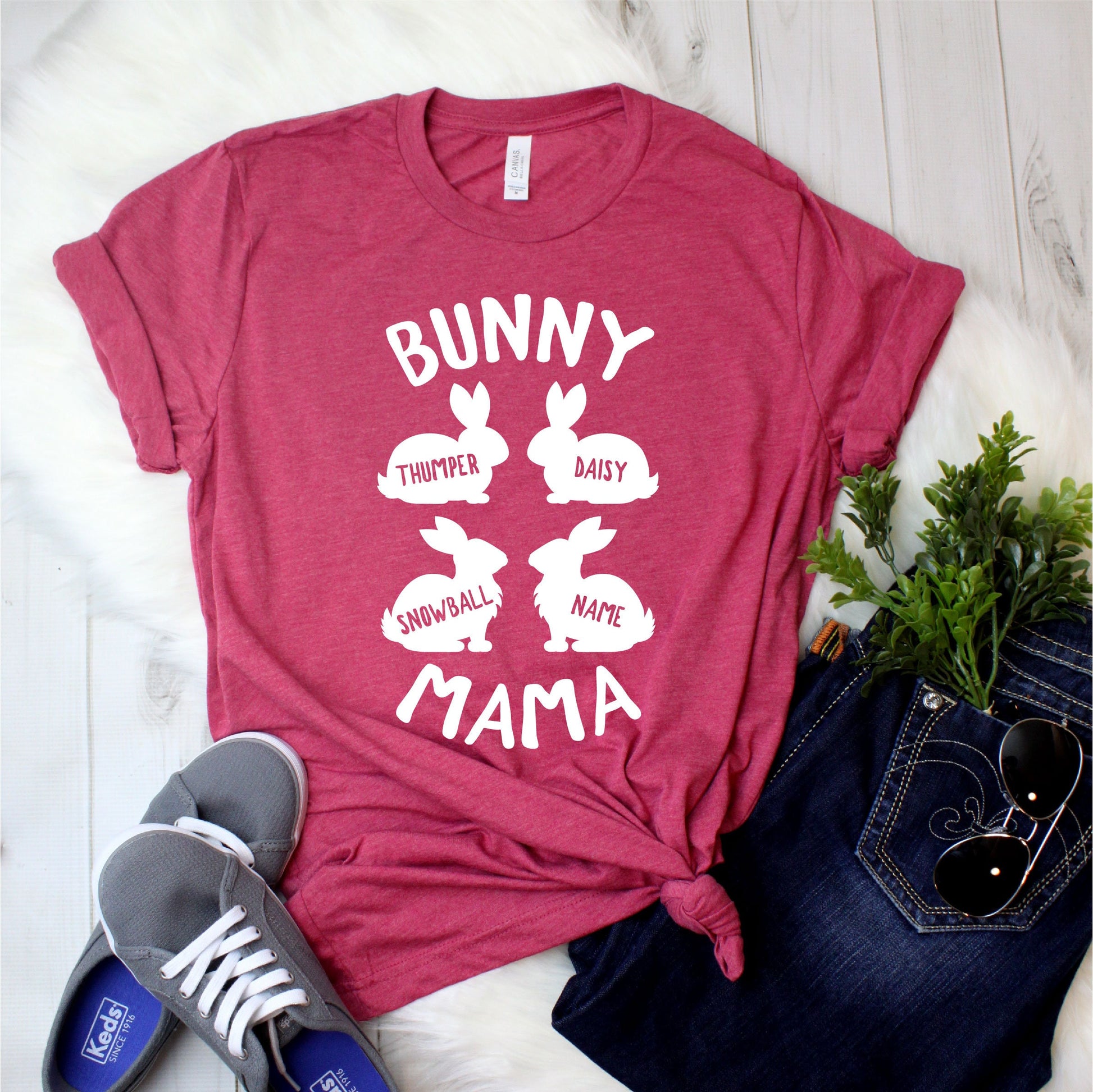Personalized Bunny Mama Shirt - Rabbit Mama Shirt - Rabbit Mom Shirt - with pets' names - Gift [Unisex Shirt]