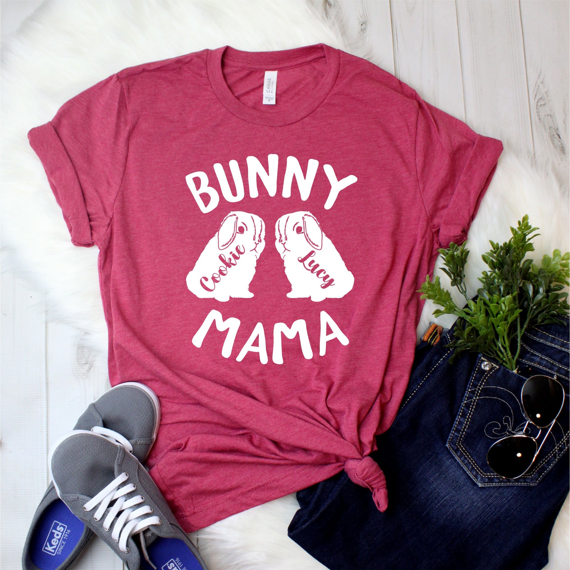 Personalized Bunny Mama Shirt - Lop Rabbit Mom Shirt - Lop-eared Rabbit Shirt - with pets' names - Gift [Unisex Shirt]