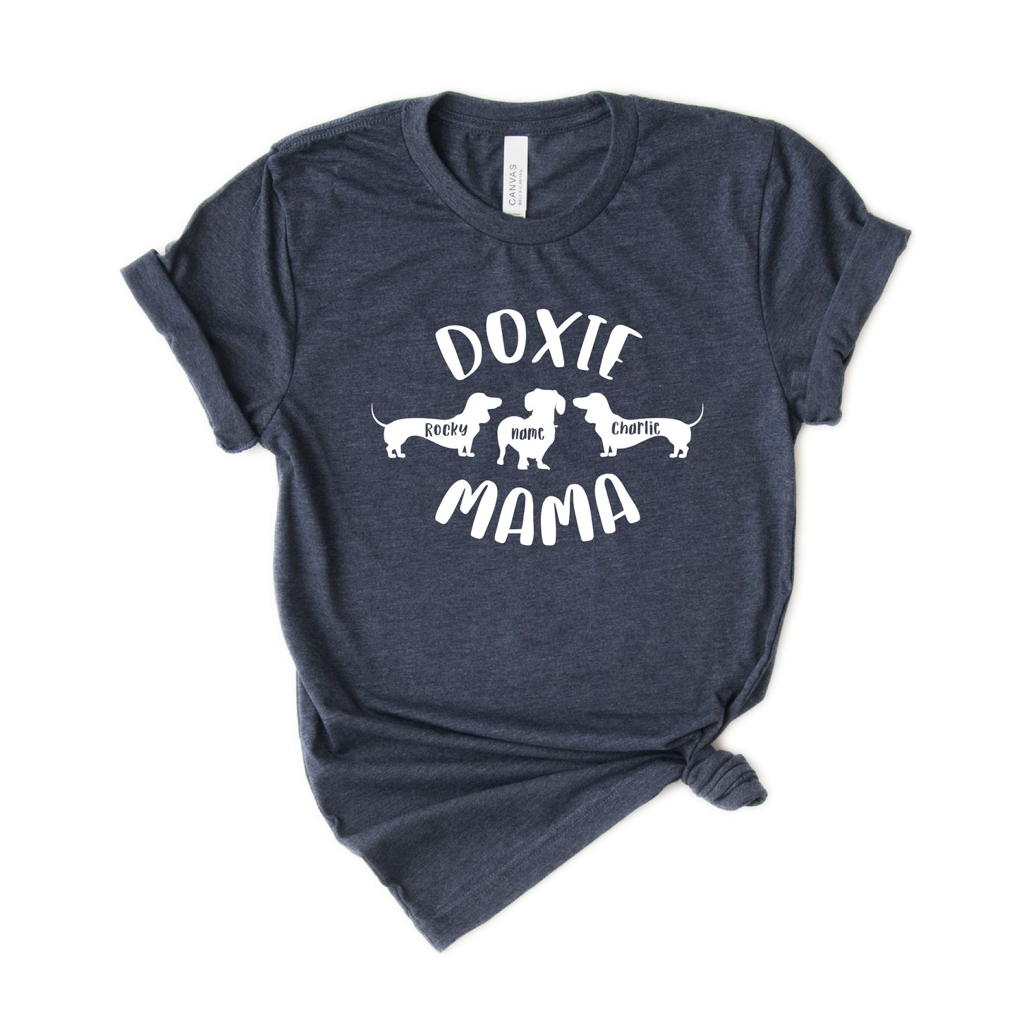 Personalized Doxie Mama Shirt - Custom Dachshund Mom Shirt with 2 Names - Dachshund Mama Gift [Unisex Shirt]