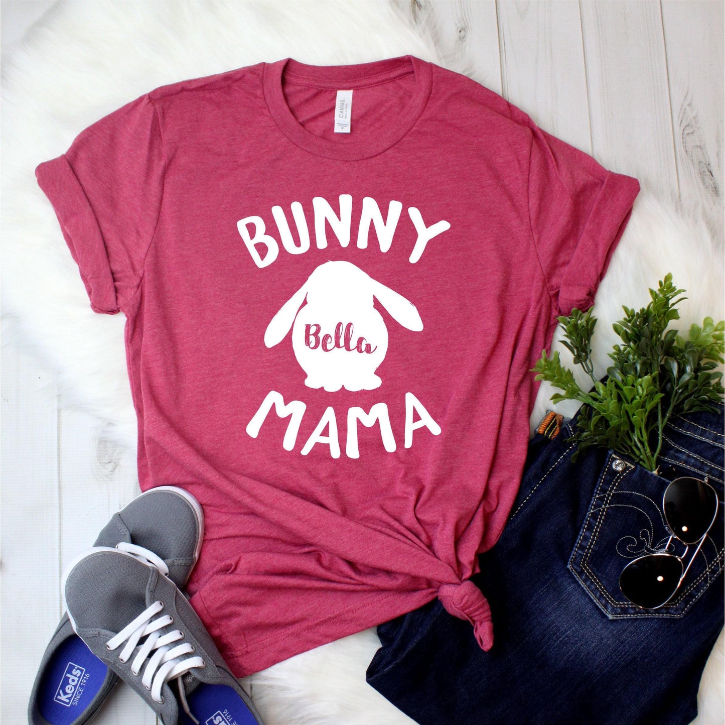 Personalized Bunny Mama Shirt - Rabbit Mama Shirt - Rabbit Mom Shirt - with pets' names - Gift [Unisex Shirt]
