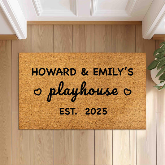 Personalized Kids Playhouse Doormat, Custom Family Doormat, Home Welcome Door mat, Housewarming Gift Outdoor Mat