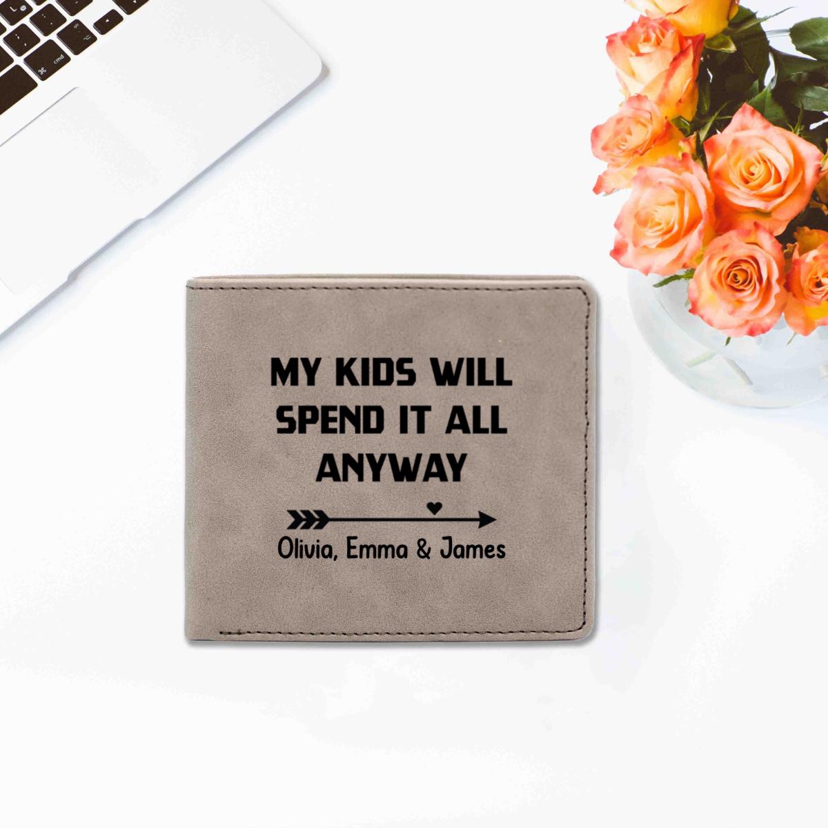 Personalized Funny Wallet for Dad, Custom Gift with kids names, Fathers Day Gift