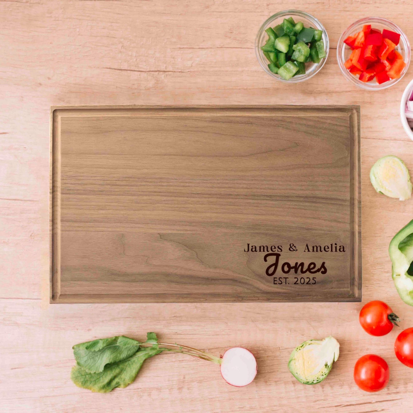 Personalized New Couple Cutting board, Custom Family Last Name, Wedding Gift, Bridal Shower, Engraved Engagement Housewarming Gift