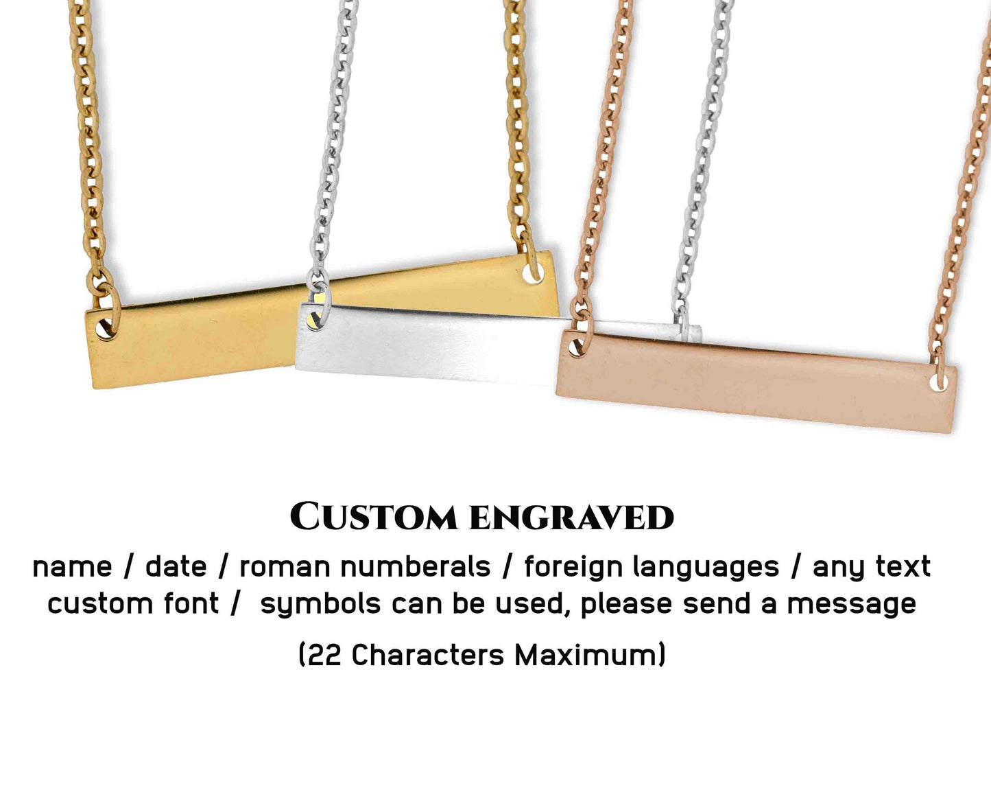 Personalized Necklace, Custom Engraved Bar Necklace with Couple’s Names, Gift for Lover, Boyfriend, Girlfriend