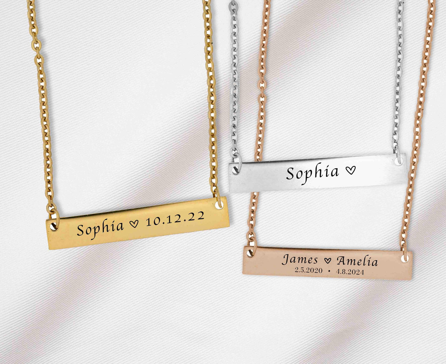 Personalized Necklace, Custom Engraved Bar Necklace with Children’s Names , Name Necklace for Mom, Grandma, Dad, Grandpa