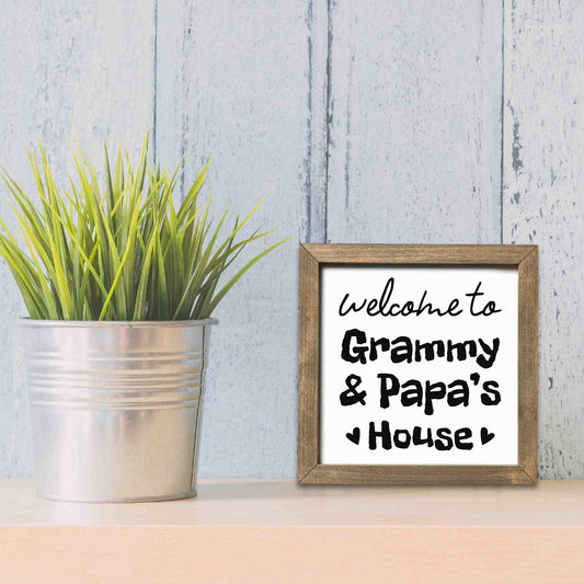 Grandma & Grandpa's House Welcome Sign, Grandparents Home Sign, Gift, Square Wooden Decor