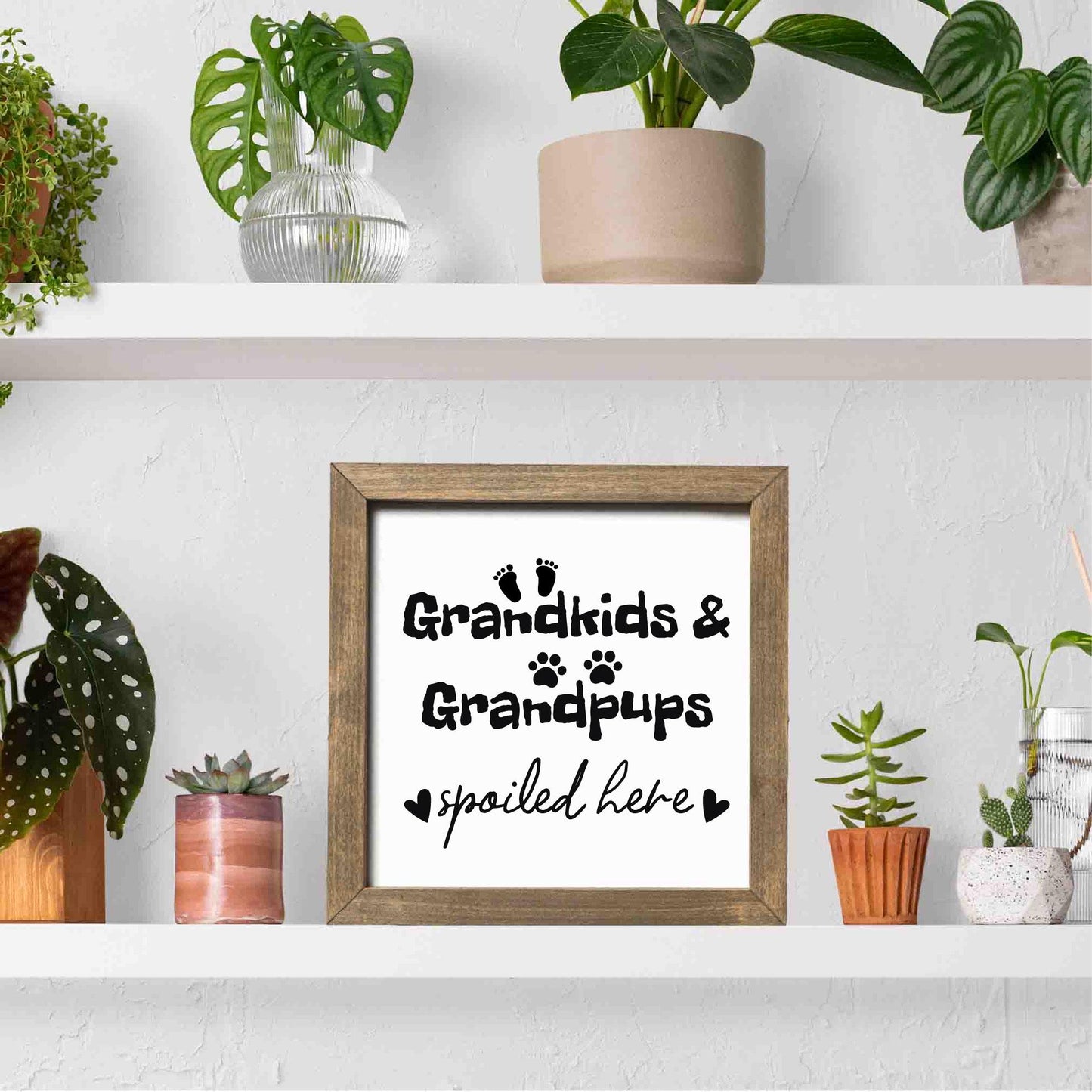 Grandma & Grandpa's House Welcome Sign, Grandkids Grandpups spoiled here, Grandparents Home Sign, Gift, Square Wooden Decor