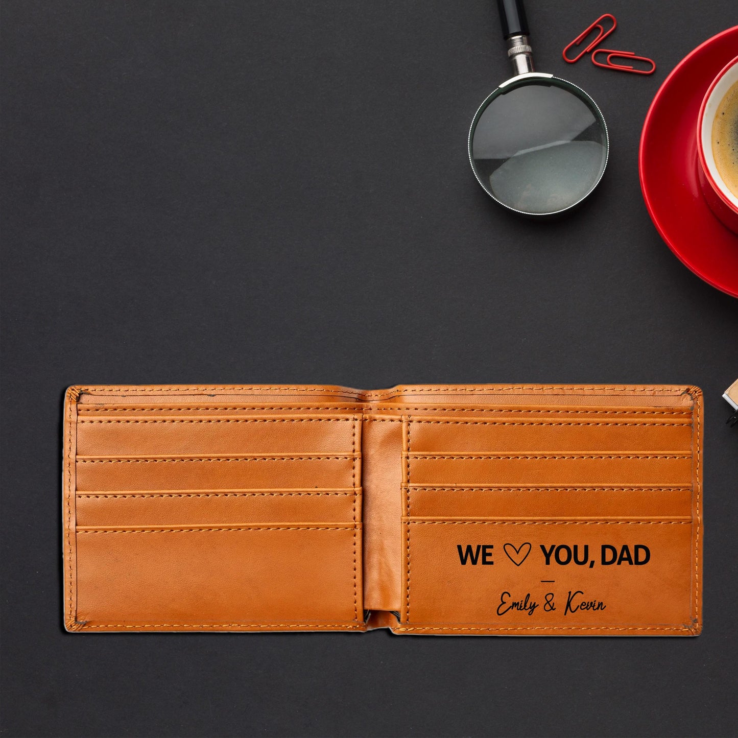 Personalized Wallet for Dad Grandpa Uncle with Engraved Name/Message inside, Father’s Day Gift for Men