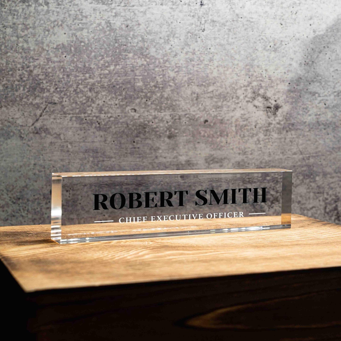 Personalized Office Nameplate, Custom Business Name Wedge, Clear Firm Office Desk Sign, Promotion Gift, Work Job Title Desk Bar Name Plate