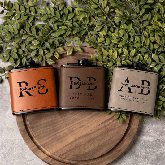 Personalized Flask, Custom Monogrammed Flask Gift for Him, Groomsman proposal gift, Husband, Men's Gift