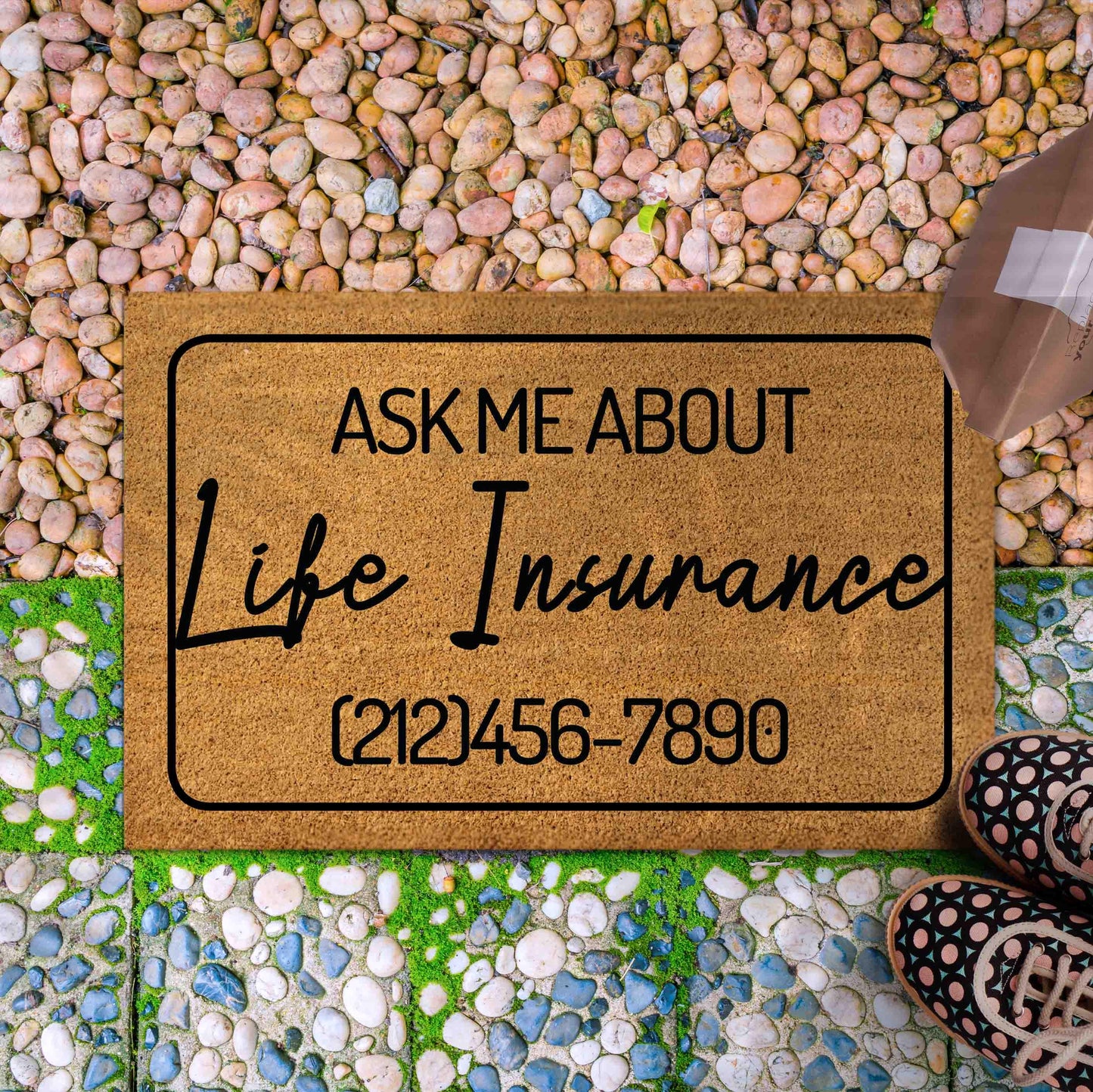 Personalized Doormat for Life Insurance, Custom Small Business Doormat, Gift Outdoor Mat