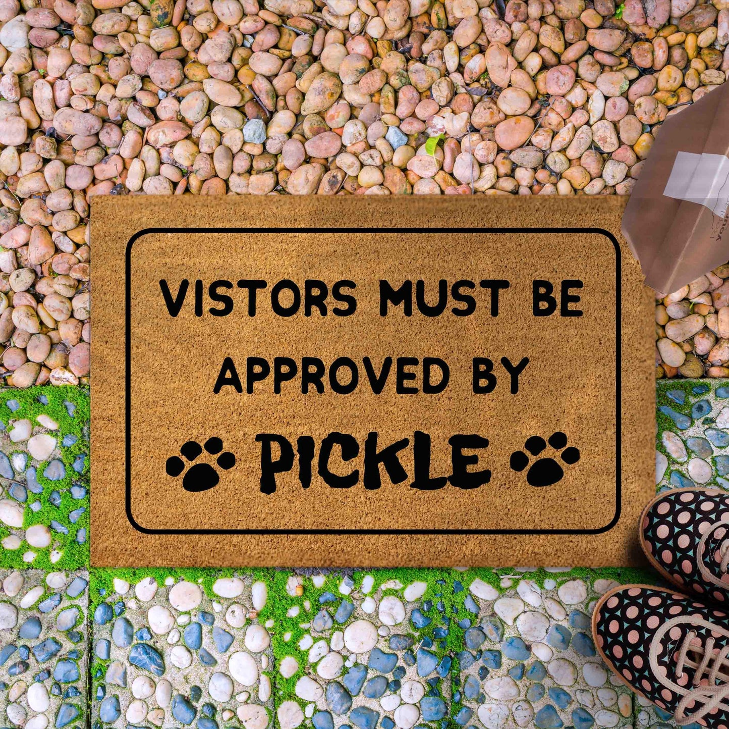 Personalized Funny Doormat with Dog / Cat Pet Names, Custom Family Home Welcome Doormat,  Housewarming Gift, House Decor Outdoor Mat