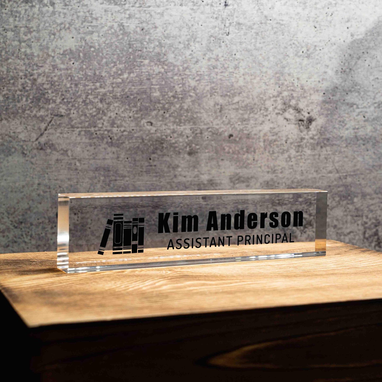Personalized Nameplate for Assistant Principal AP or any title, Custom Name Wedge, Desk Sign, Office Job Title Desk Bar Clear Name Plate