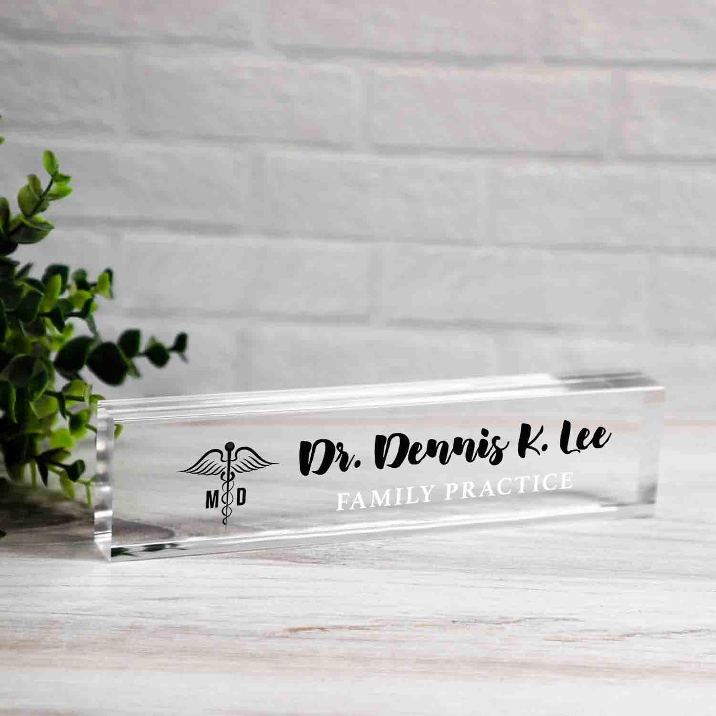 Personalized Nameplate for Medical Doctor MD or any title, Custom Medical Name Wedge, Desk Sign, Office Job Title Desk Bar Clear Name Plate