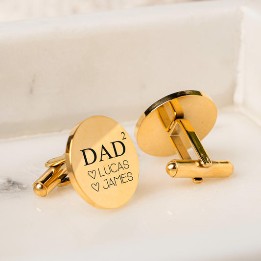 Personalized Dad of 2 Cufflinks, Gift Ideas Custom Dad2 Monogram Cuff Links