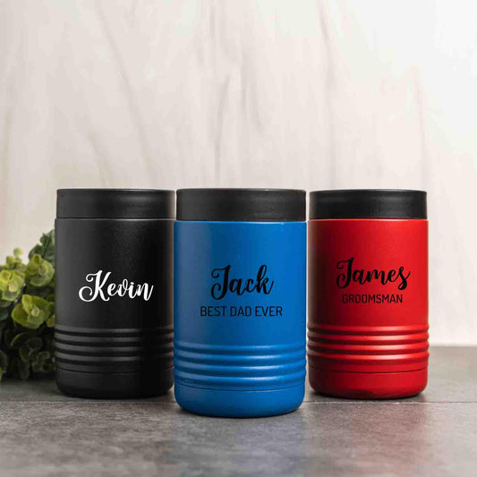 Personalized Insulated Beverage Holder with name title, beverage holders, beer can cooler, bottle Coolie Drink Chiller
