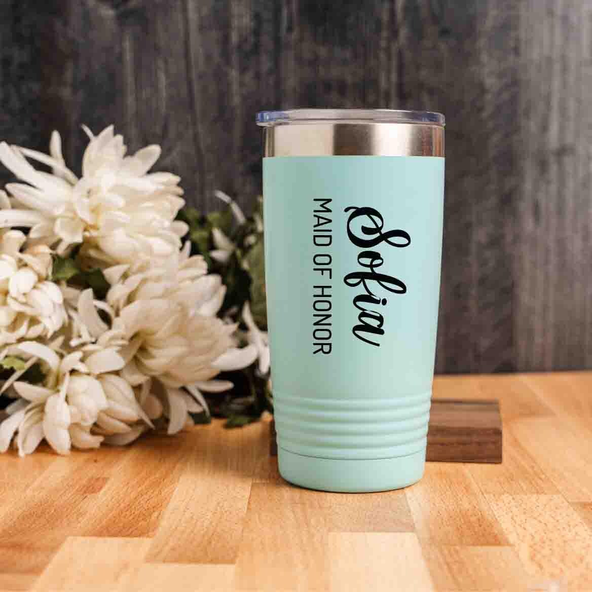 Personalized tumbler with Wedding name title, 20oz Stainless Steel Tumbler, Custom groomsman proposal gift, Best man Maid of honor gift