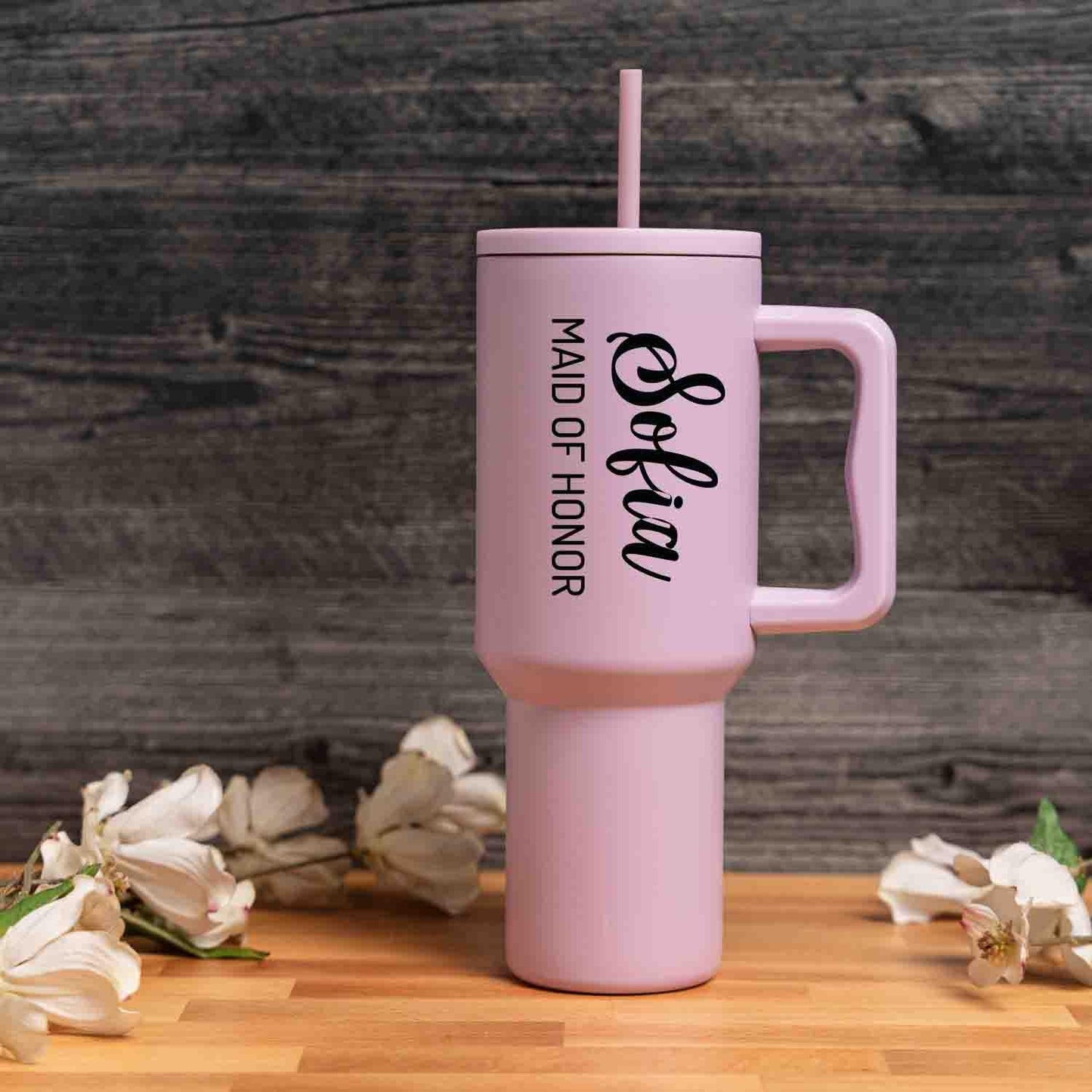 Personalized tumbler with with Lid and Straw, custom wedding name title, 40oz Stainless Steel Tumbler, Custom groomsman proposal gift