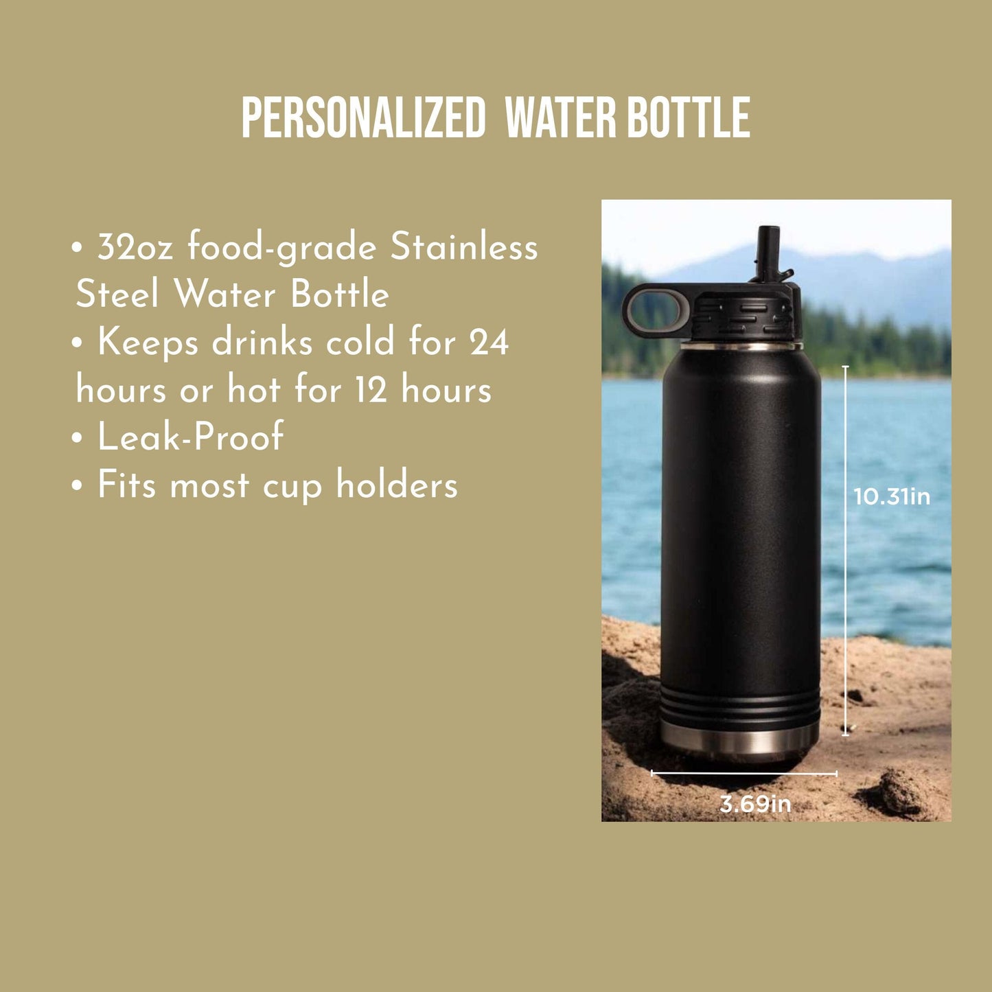 Personalized Water Bottle with name title, 32oz Stainless Steel Tumbler, Custom groomsman proposal gift, outdoor travel gift