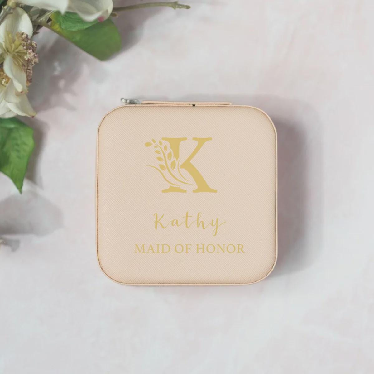 Personalized Jewelry Box with Name & Title, Bridesmaid Maid of Honor Proposal Gifts, Bachelorette Party Wedding Favors