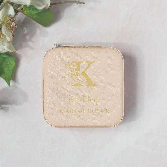 Personalized Jewelry Box with Name & Title, Bridesmaid Maid of Honor Proposal Gifts, Bachelorette Party Wedding Favors