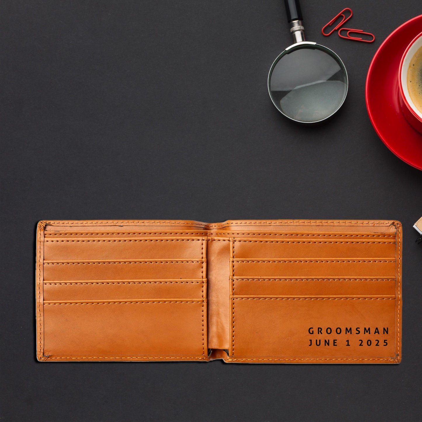 Personalized Wallet, Groomsman Proposal Gift, Custom Engraved Wallet with Name/Message inside, Groom Best Man Wedding Gift