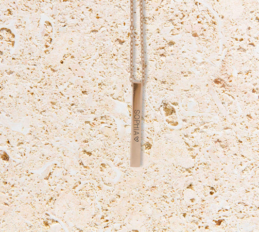 Personalized Name Necklace, Vertical Bar Necklace, Custom Engraved Dainty Necklace Gift for Mom, Grandma