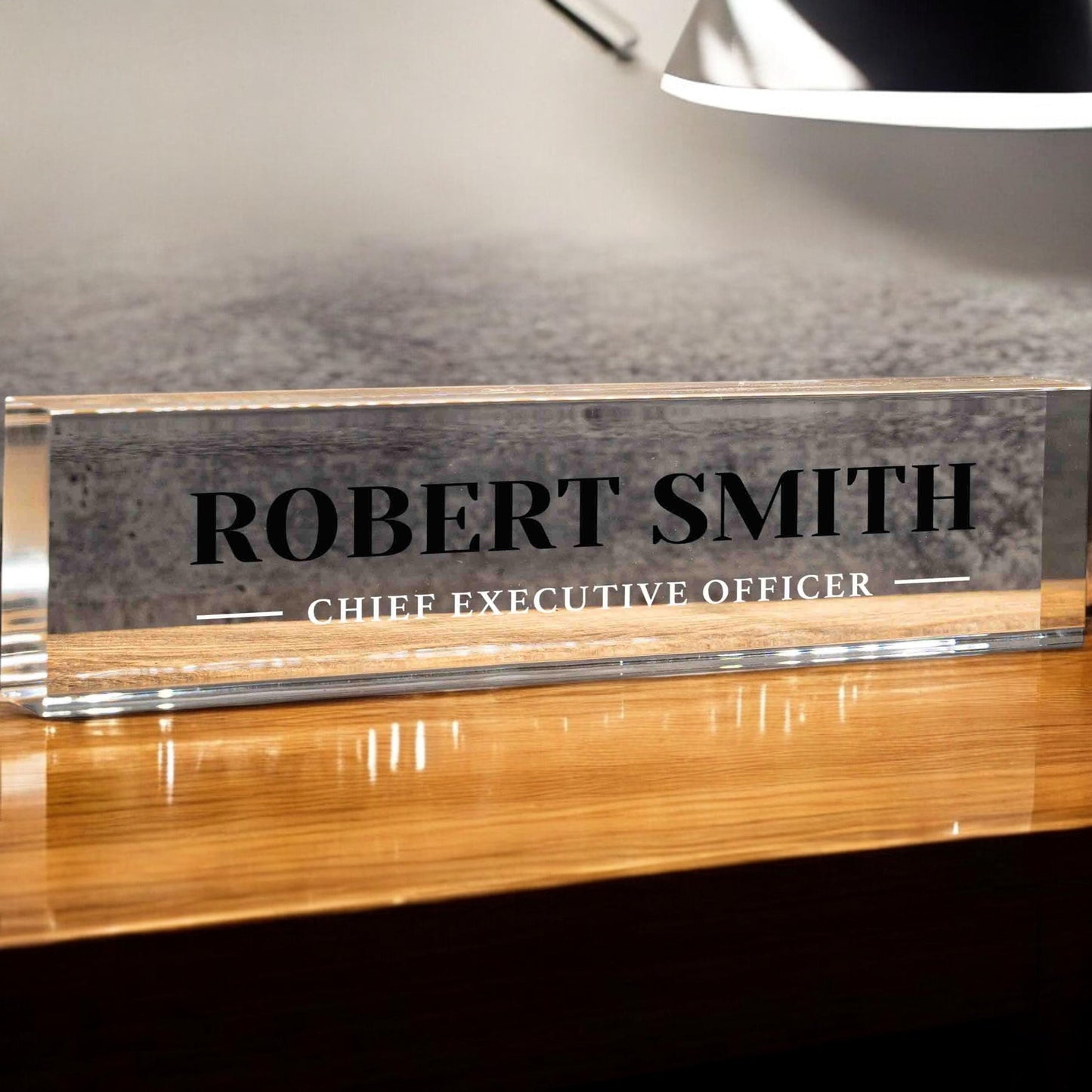 Personalized Office Nameplate, Custom Business Name Wedge, Clear Firm Office Desk Sign, Promotion Gift, Work Job Title Desk Bar Name Plate
