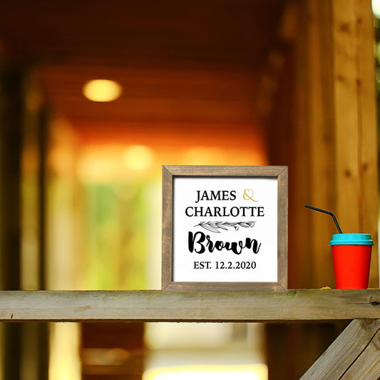 Personalized New Couple Home Welcome Sign, Custom House Wood Decor, Rustic Cottage Sign, Square Wooden Decor