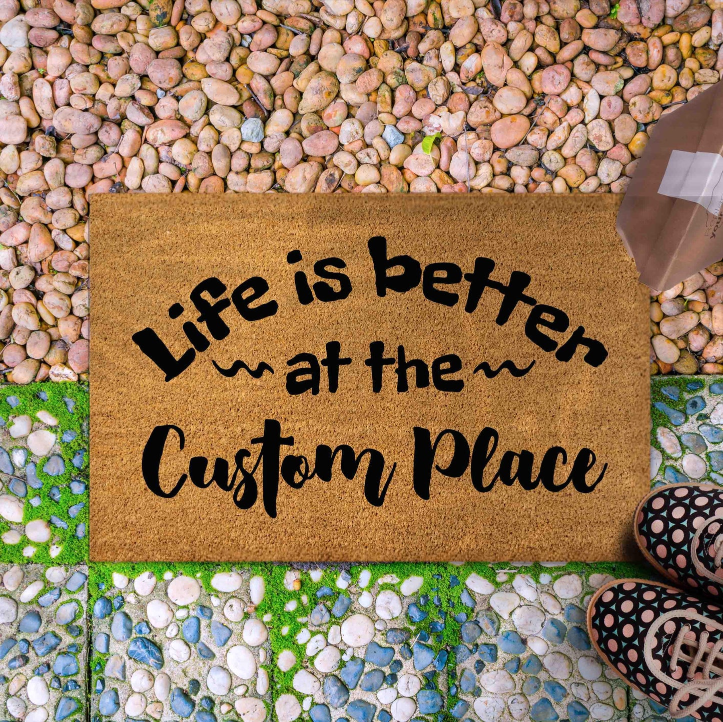 Personalized House Doormat for any house, Life is Better at the 'custom text' doormat, Housewarming Gift, Home Decor Outdoor Mat
