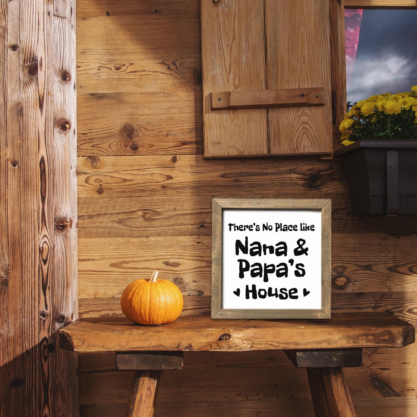 There's No Place Like Grandma & Grandpa's House, Grandparents Sign, House Gift, Square Wooden Decor