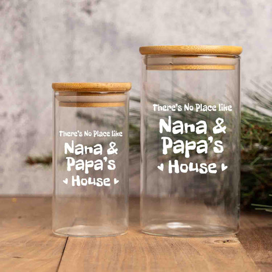 There's No Place Like Grandma & Grandpa's House Custom Glass Jar, Food Storage Jar, Home decor
