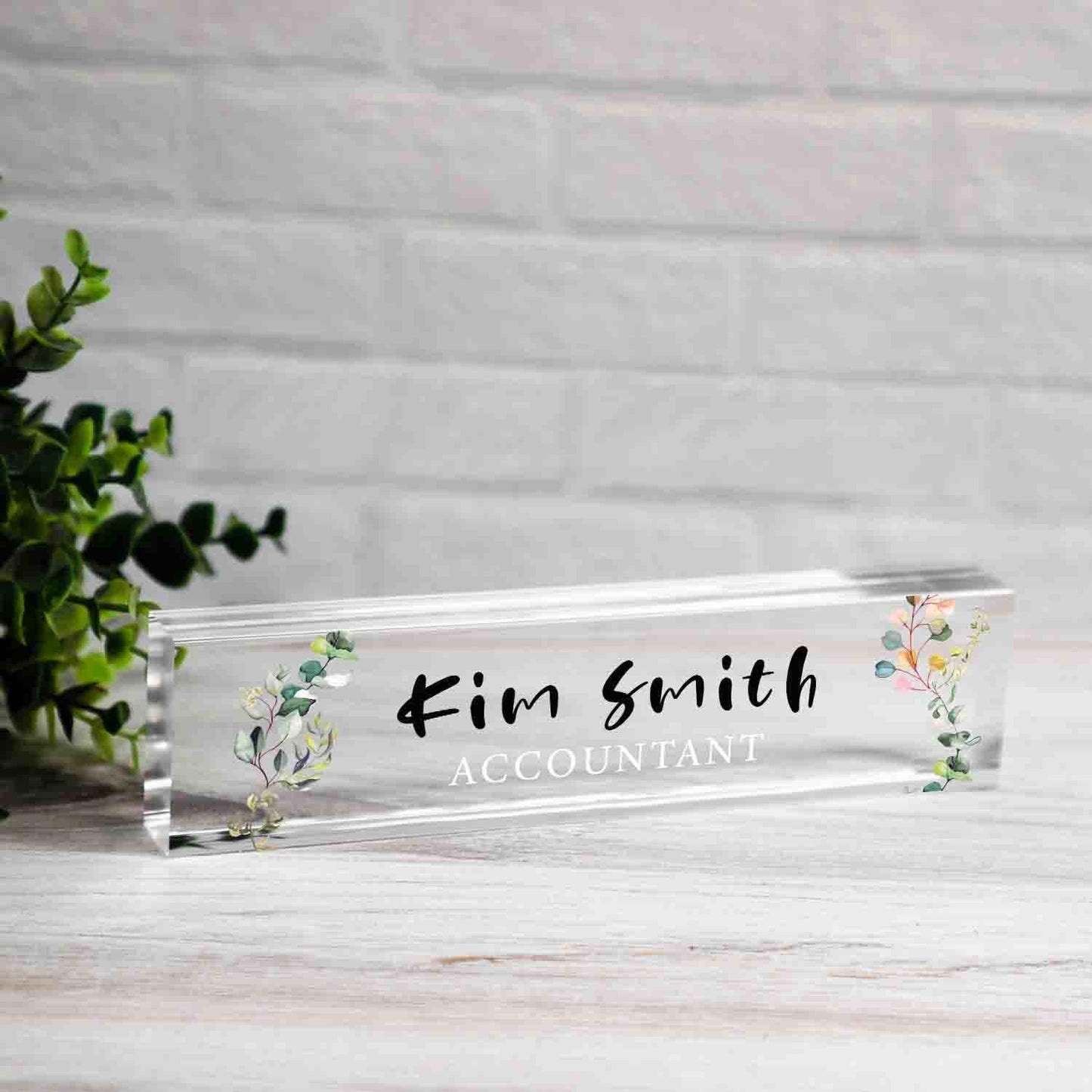 Personalized Nameplate for Accountant or any title, Custom Name Wedge, Desk Sign, Office Job Title Desk Bar Clear Name Plate