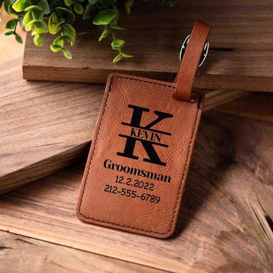 Personalized luggage tag with wedding name title, Custom groomsman proposal gift, travel outdoor gift