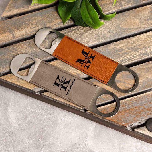 Personalized bar blade with wedding name title, Custom groomsman proposal gift, Mens gift