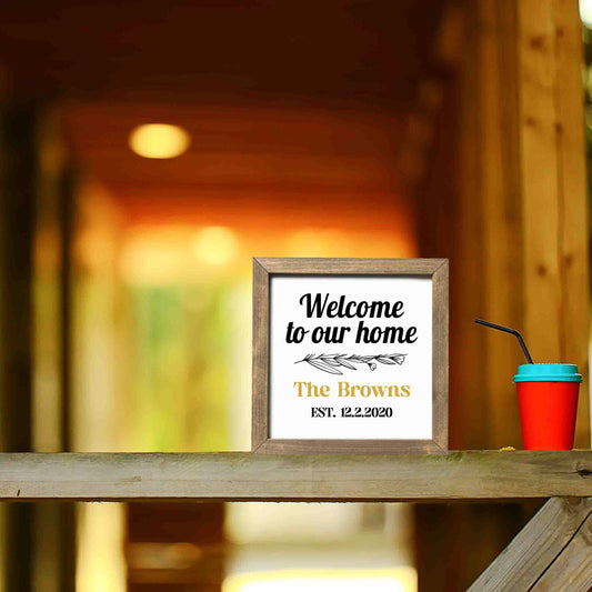 Personalized Family Home Welcome Sign, Custom House Wood Decor, Rustic Cottage Sign, Square Wooden Decor
