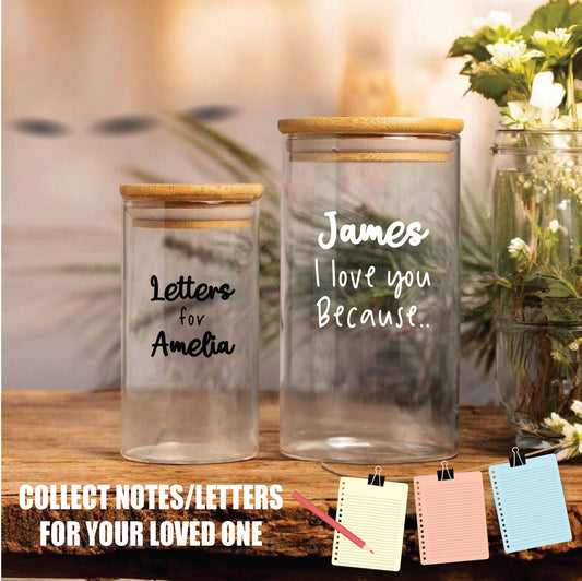 Personalized Love Notes Jar, DIY Couple Gift, Custom Glass Storage Jar, DIY for lover, partner, husband, boyfriend, girlfriend, family
